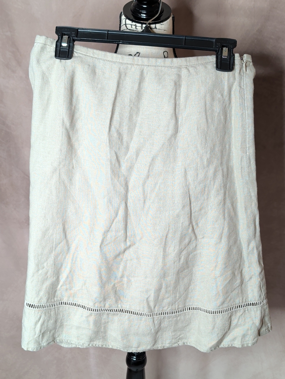 Talbots Petites Tan Cotton Lined 100% Linen A-Line Skirt Size 4 Petite